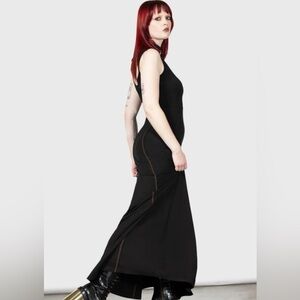 Killstar Black Maxi Dress – Gothic Minimalist Sleeveless Dress – Size XS